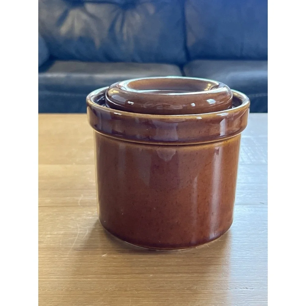 Vintage Pfaltzgraff Compatibles Brown Canister 1 Qt Lidded Stoneware Rustic Farm